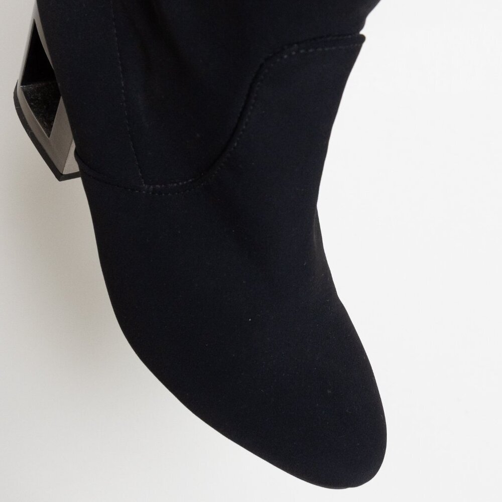 Pedro Miralles Black Sock Knee Boots Metal Cut-Out Heel EU 38 - Picture 9 of 12